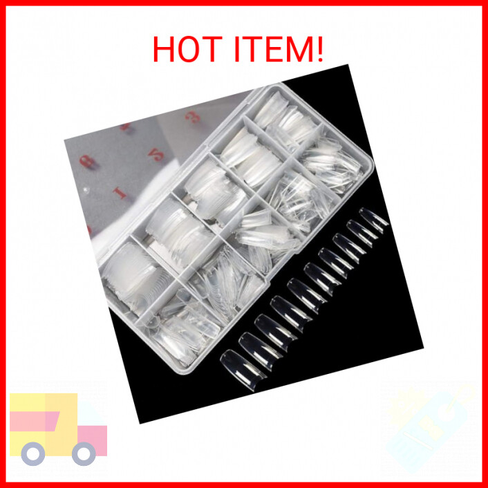 krofaue 500PCS Clear False Nails Tips, Half Cover Lady French Style Acrylic Arti