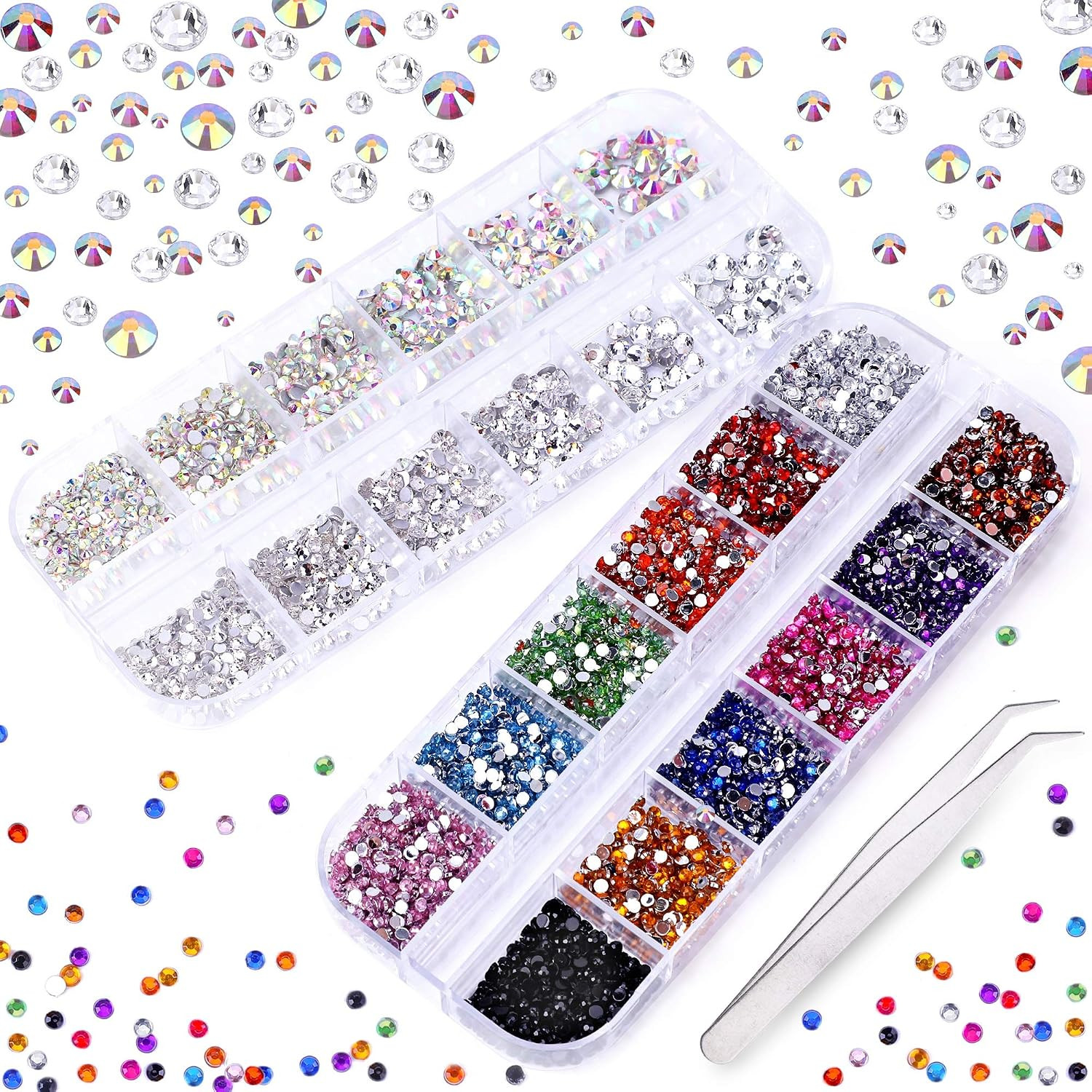 3000 PCS Rhinestones for Craft, PHOGARY AB Rhinestones Flat Back (Small Size 1.5