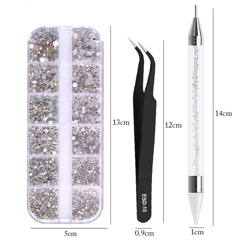 3Pcs/Set Nail Art Rhinestones 3D Crystal DIY Glitter Rivet Gem Decorations Suppl