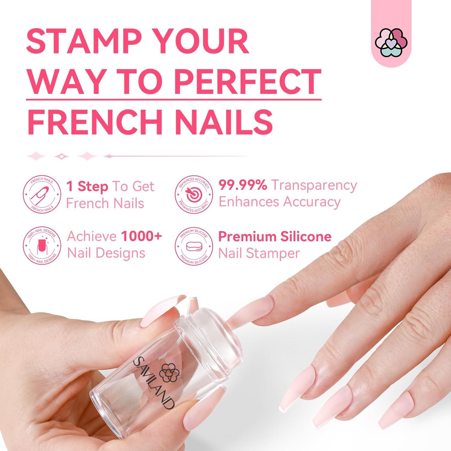 Saviland 4Pc French Tip Nail Stamp Kit