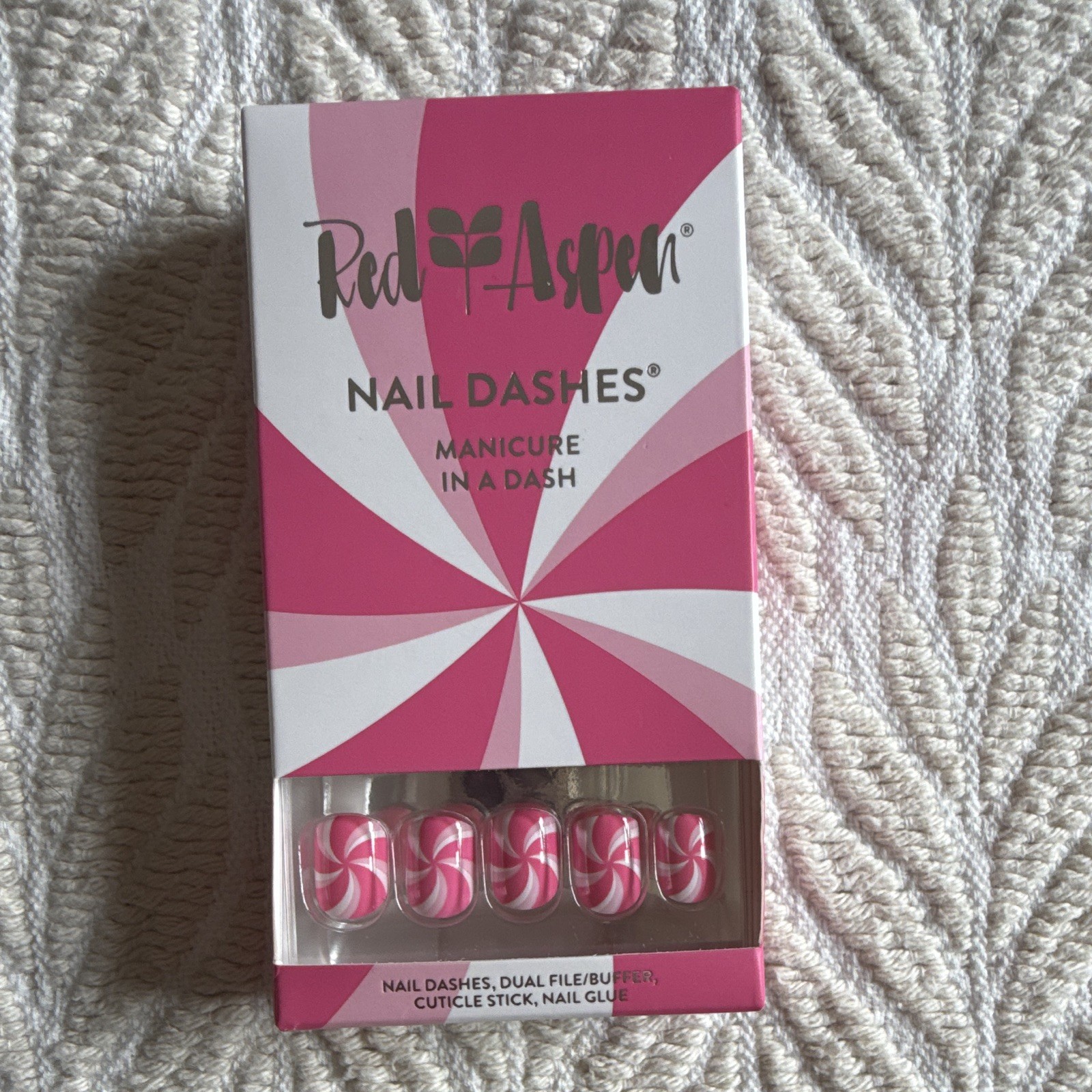 Red Aspen Nail Dashes Press-On Nails Lot of 3 Pre-Designed Glue Incl