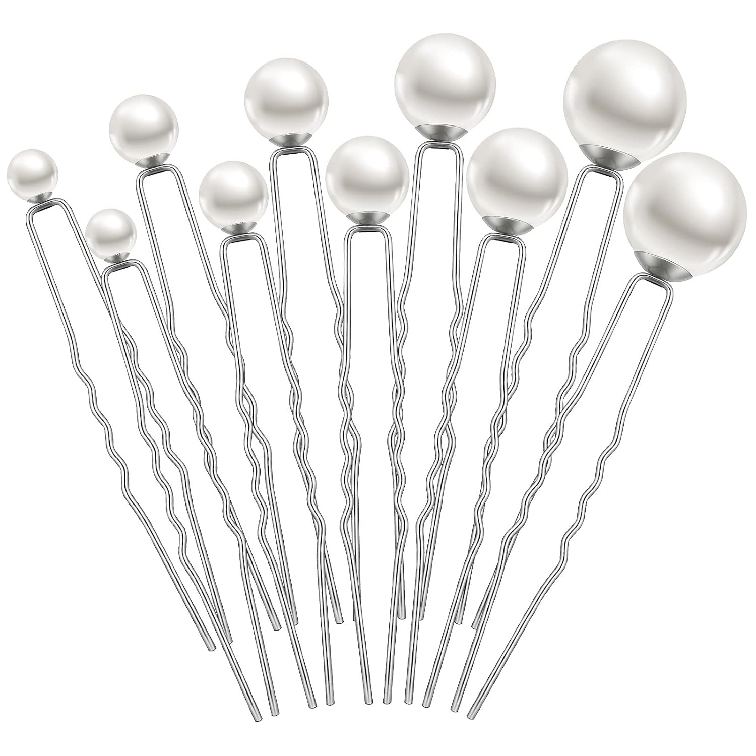 32 Pieces Wedding Pearl Hair Pins Bridal Rhinestone Silver