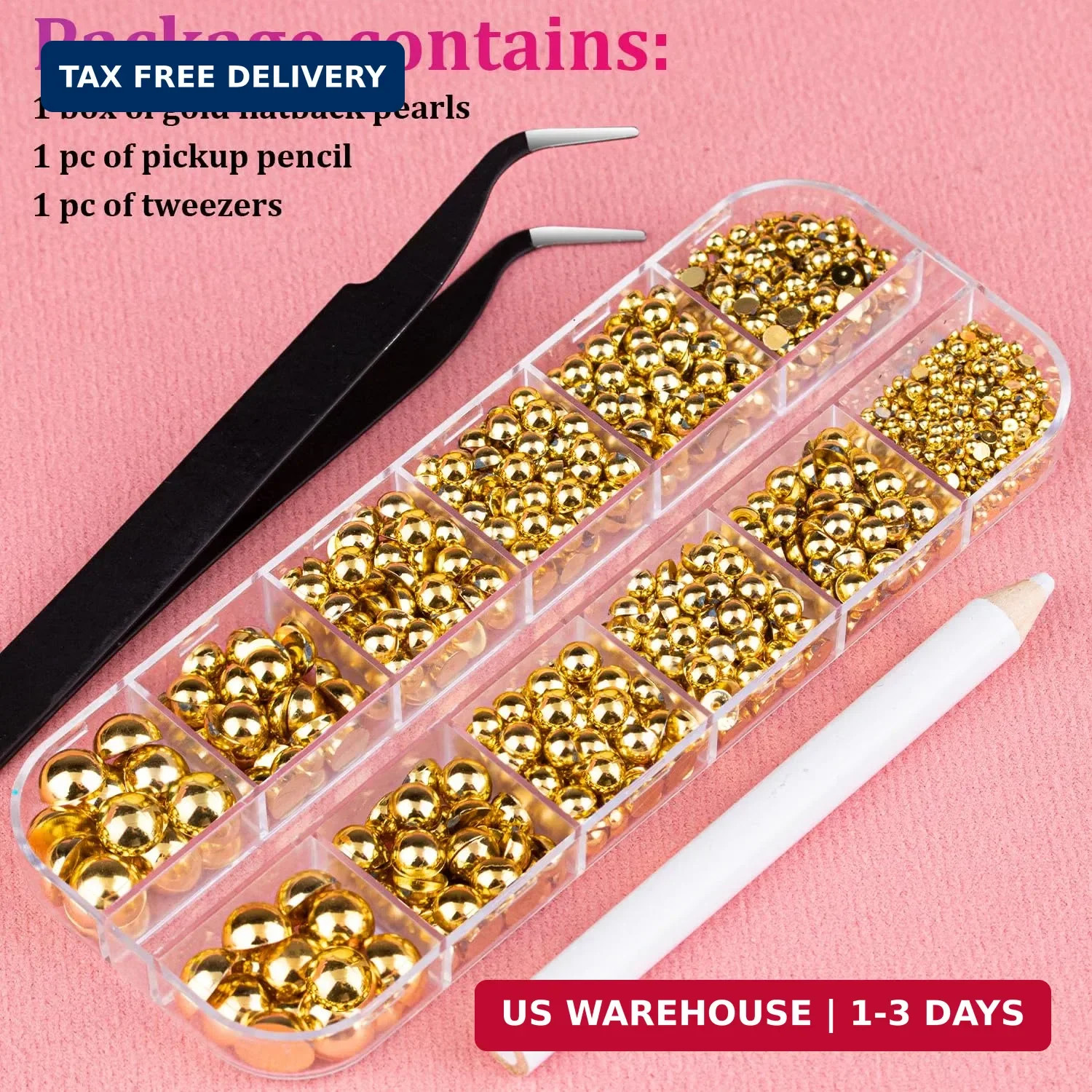 Gold Nail Charms and Gems, Half Round Flatback Pearl Nail Charms, Nai