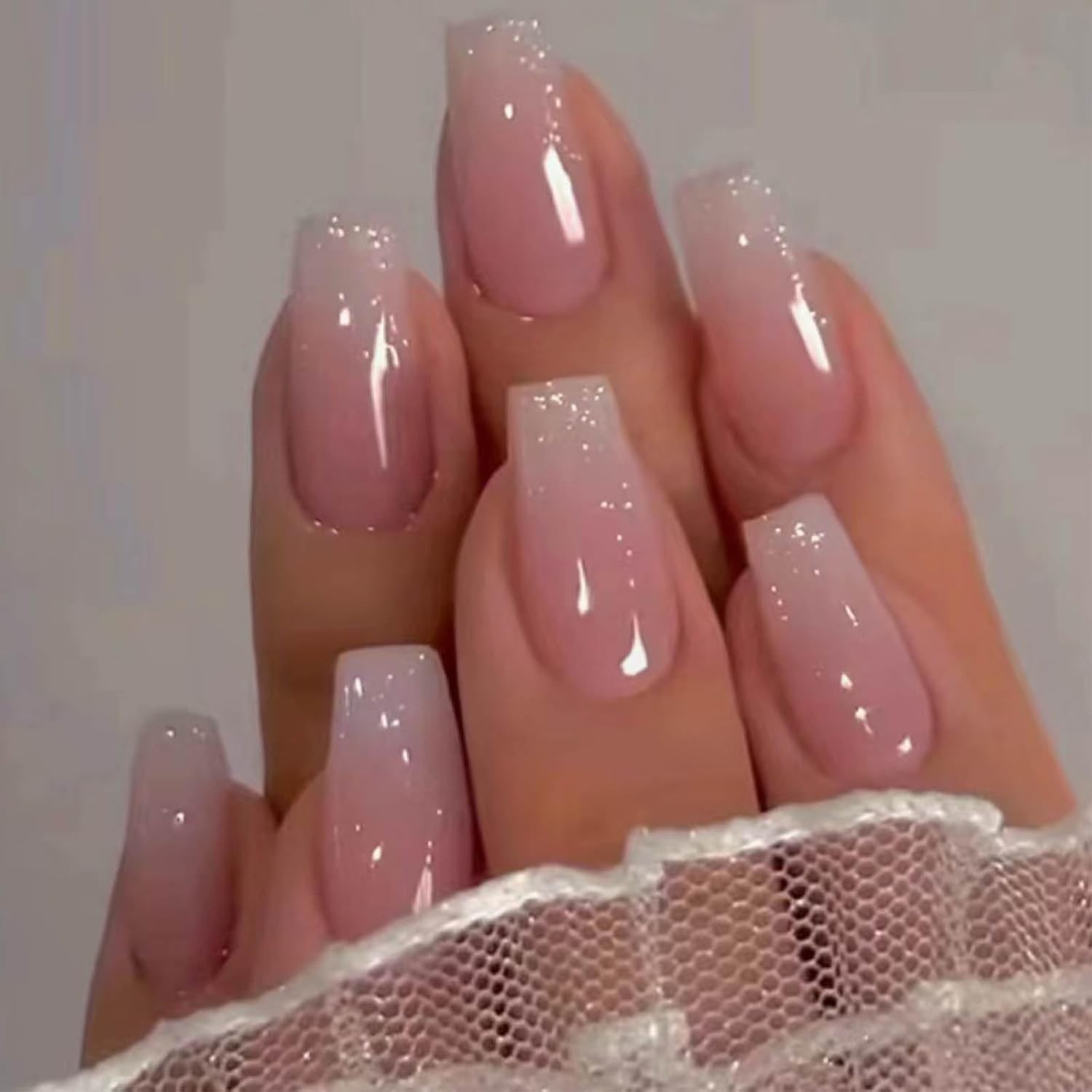 Bling Coffin Press on Nails Fake Nails Tips Full Cover Medium False Gradient …