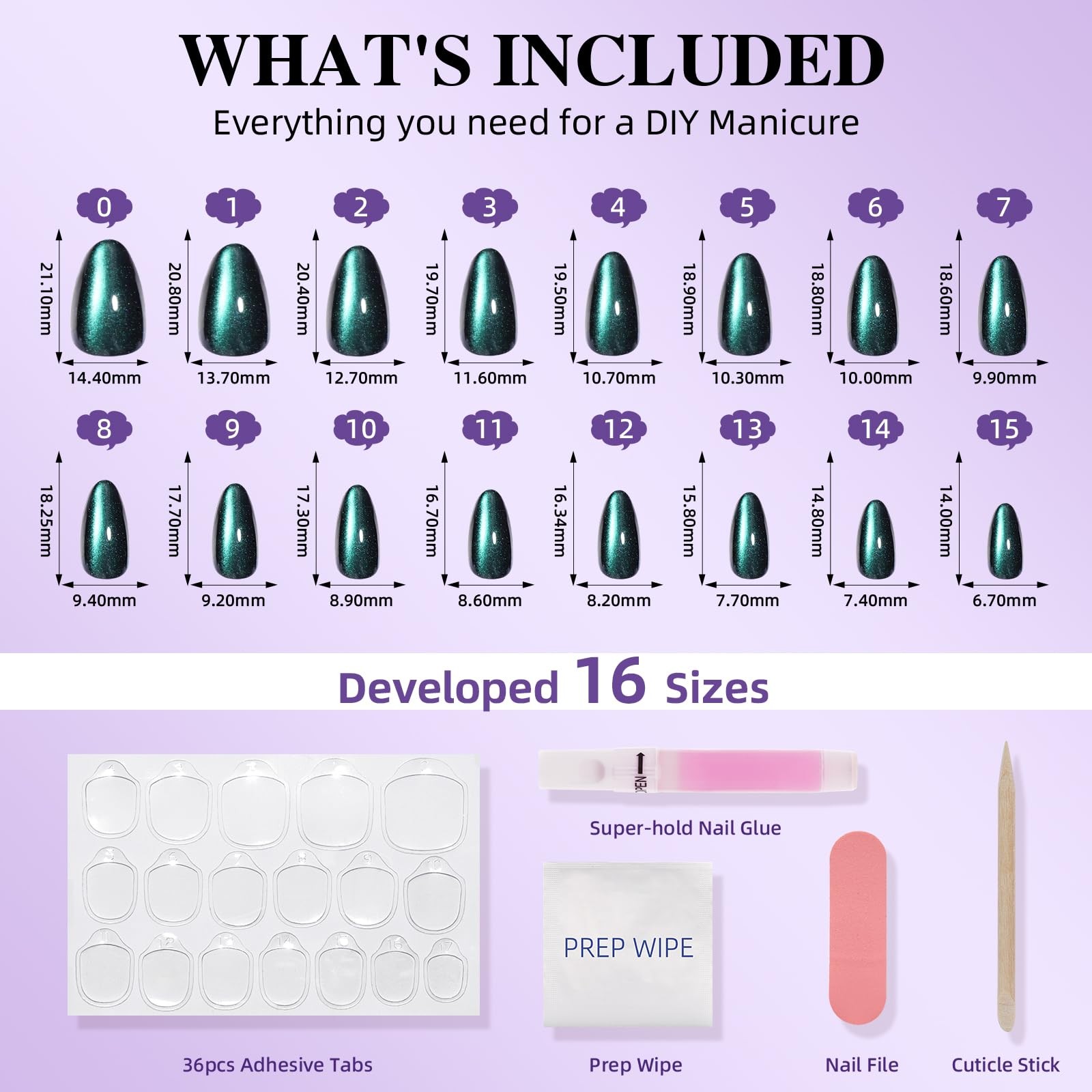 Emerald Green Cat Eye Press On Nails, Short Almond Reusable Soft Gel Nails | …