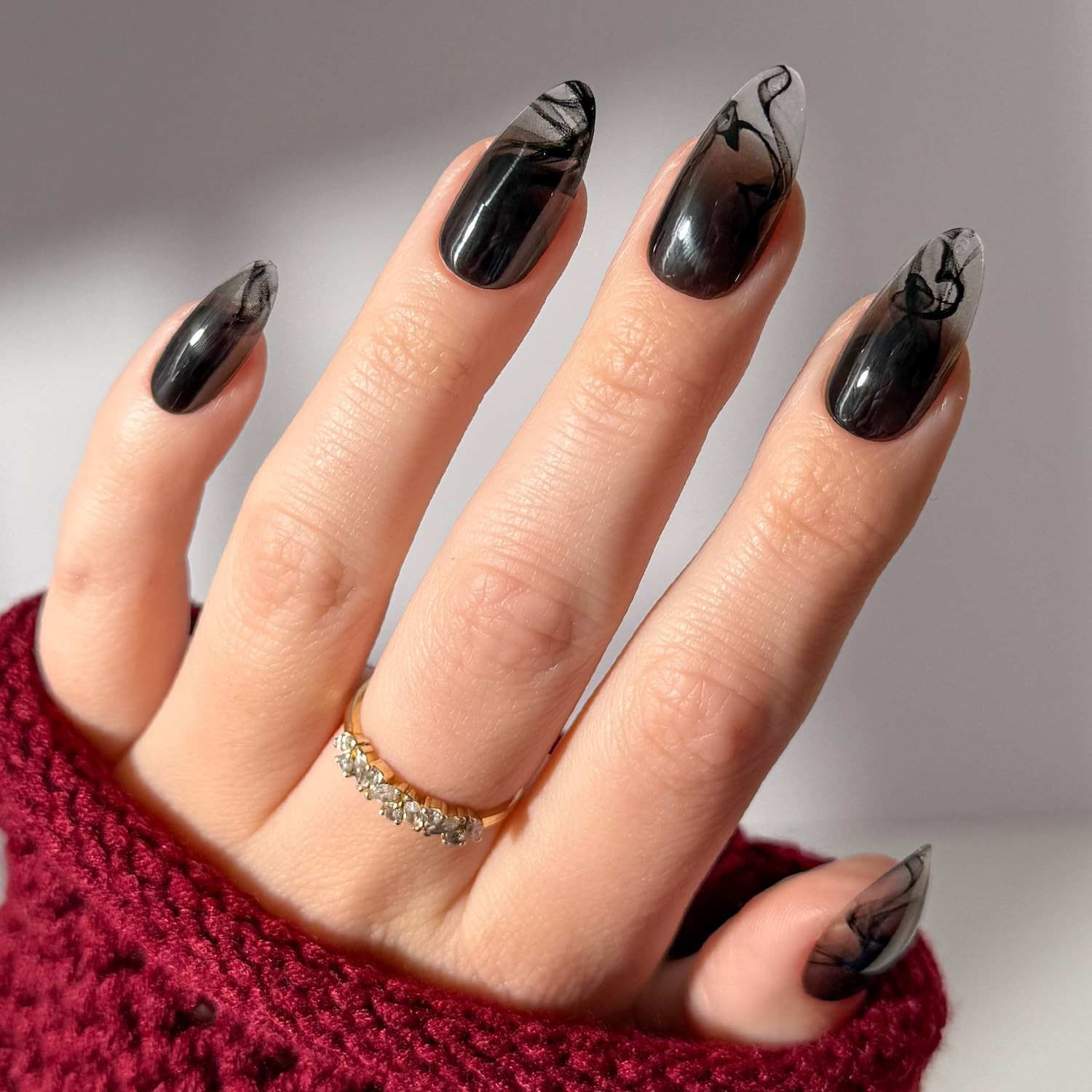 Press On Nails x Harry Potter™ – Dementor™ | Medium Almond Fake Nails with Sm…