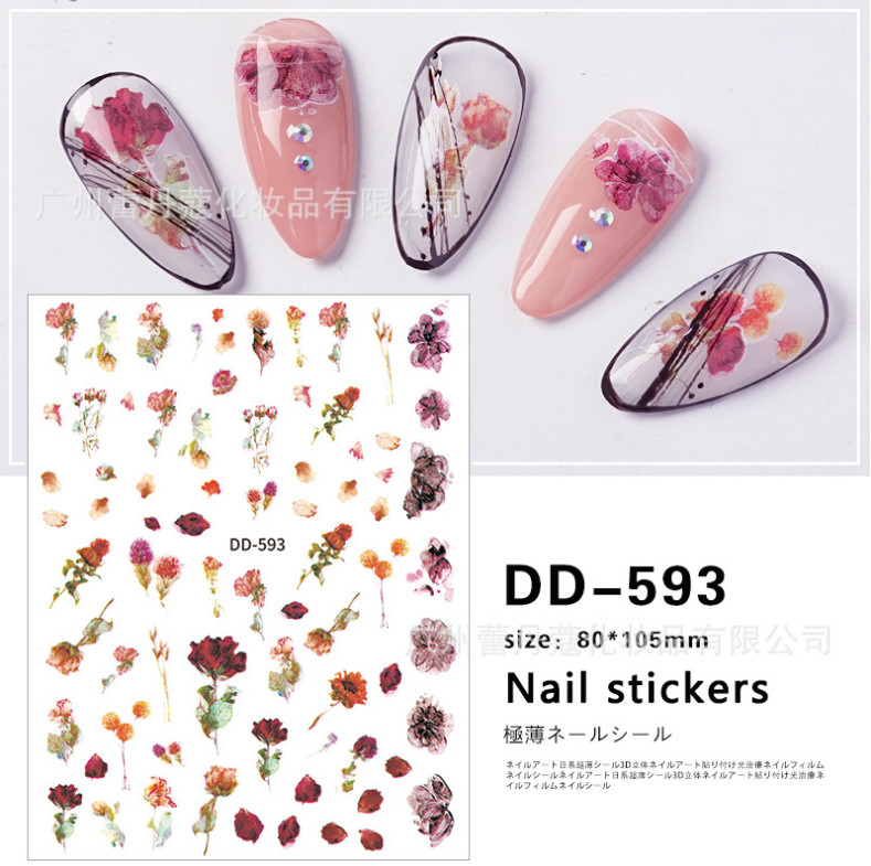 3D Nail Stickers Nail Art FLOWER HAPPY FACE Adhesive Transfer Toe Decal DIY NH12