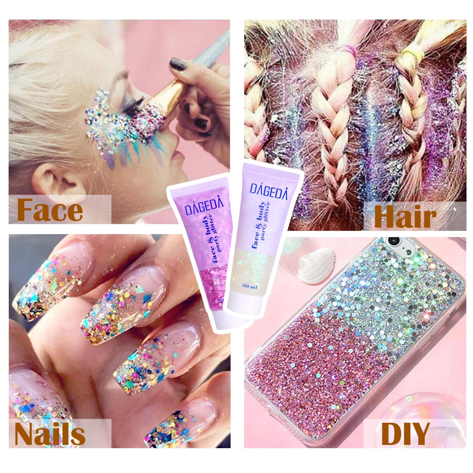 Body Glitter Gel, Face Glitter Body Gel Sequins Shimmer Liquid Eyeshadow, Chu…