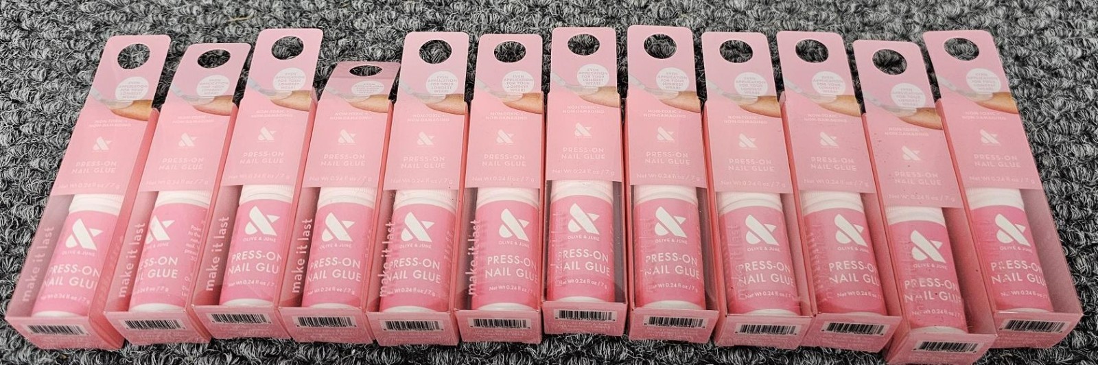12 X OLIVE & JUNE Brush on Nail Glue 0.24 FL OZ. Non-Toxic/Non-Damaging
