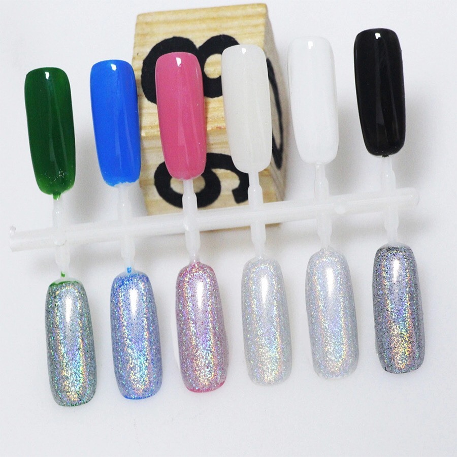 HOLOGRAPHIC NAIL POWDER 2G RAINBOW Glitter Effect Ultra Thin Silver Dust Holo UK