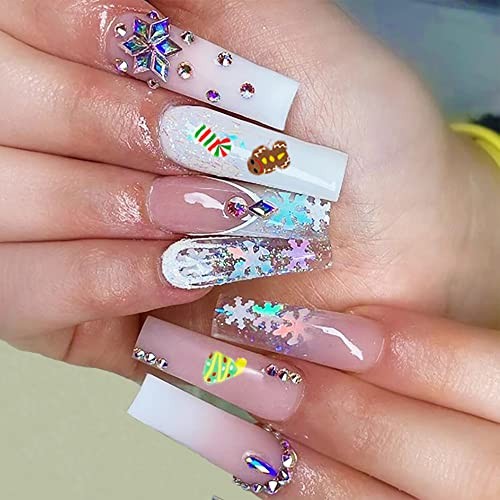Christmas Nail Glitter Sequins, 12 Grids Holographic White Red Green Set