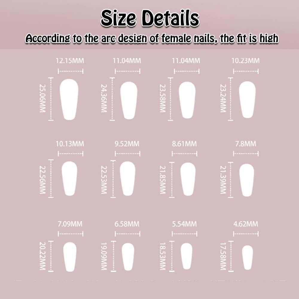 French Tip Press on Nails Blue Square Long Fake Nails