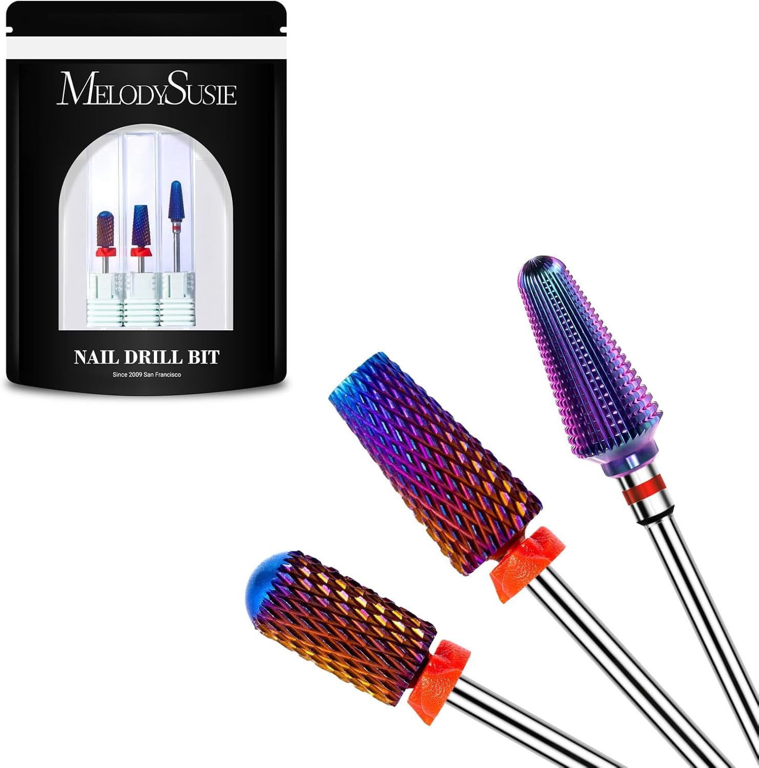 Nail Drill Bits Set, 3/32” Carbide Tungsten Bits, Long Fle,