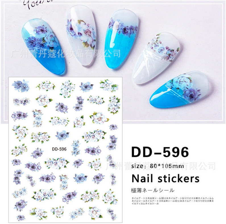 3D Nail Stickers Nail Art FLOWER HAPPY FACE Adhesive Transfer Toe Decal DIY NH12