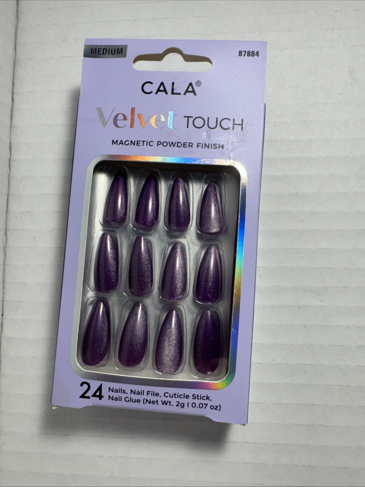 CALA Velvet Touch Magnetic Powder Finish Medium Coffin Press On Nails 24 Count