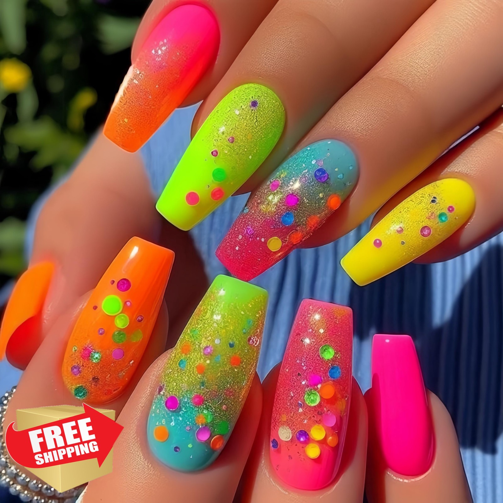 Tephrent Ombre Style Gradient Polka Dot Press on Nails