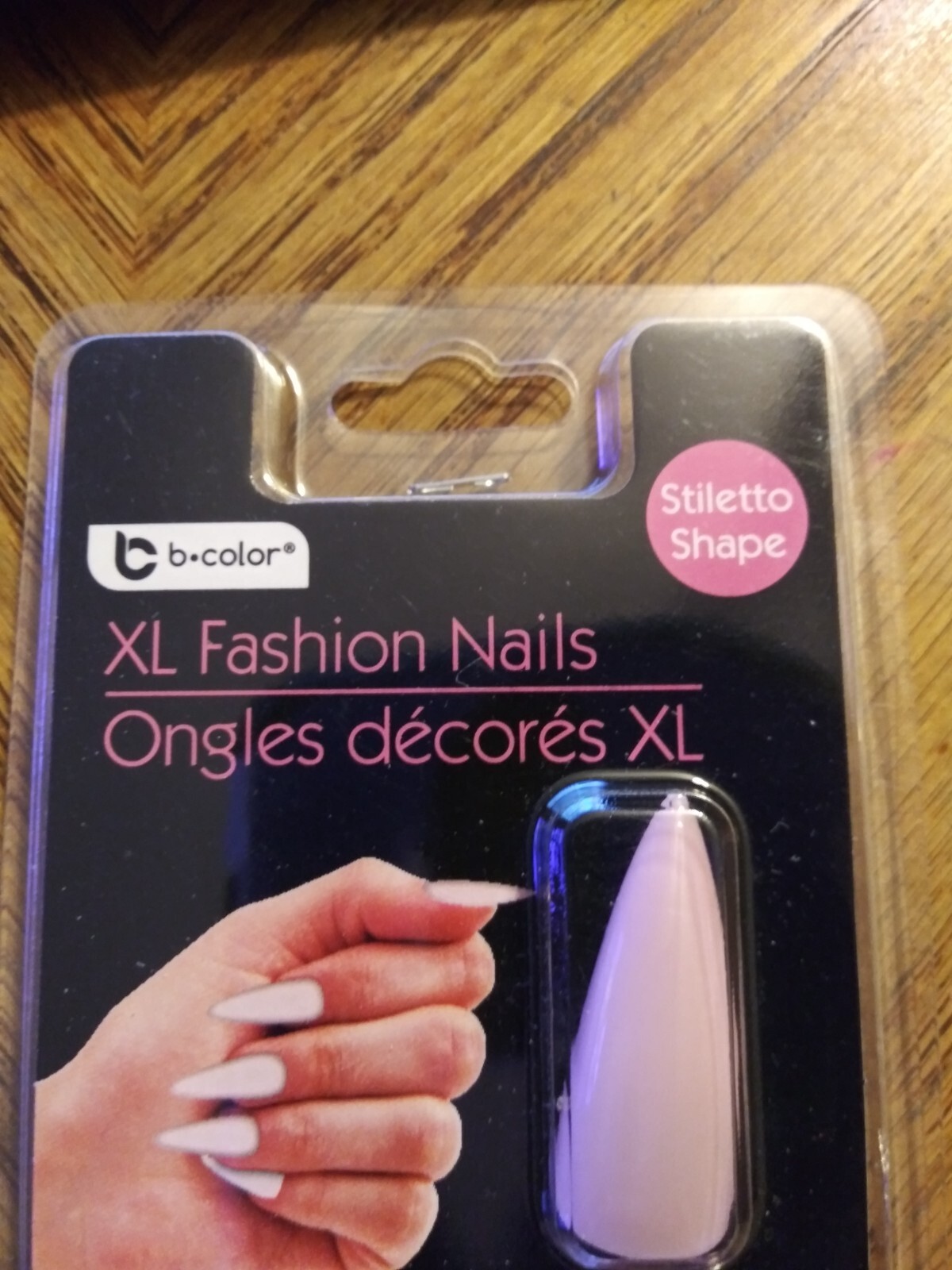 b color 12 count XL Fashion Nails Stiletto Shape Glue Not Inc