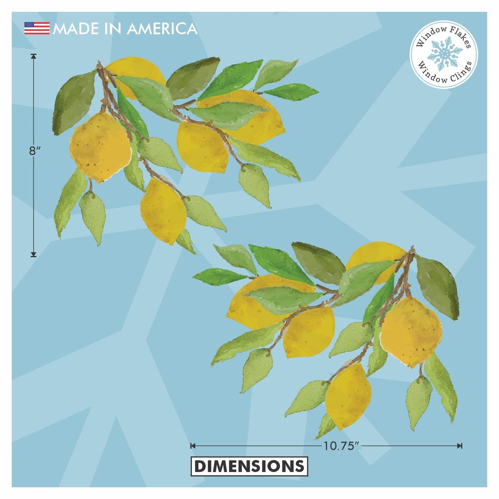 Lemon Branch Window Cling Sticker Decals for Home Décor and Kitchen Glass D