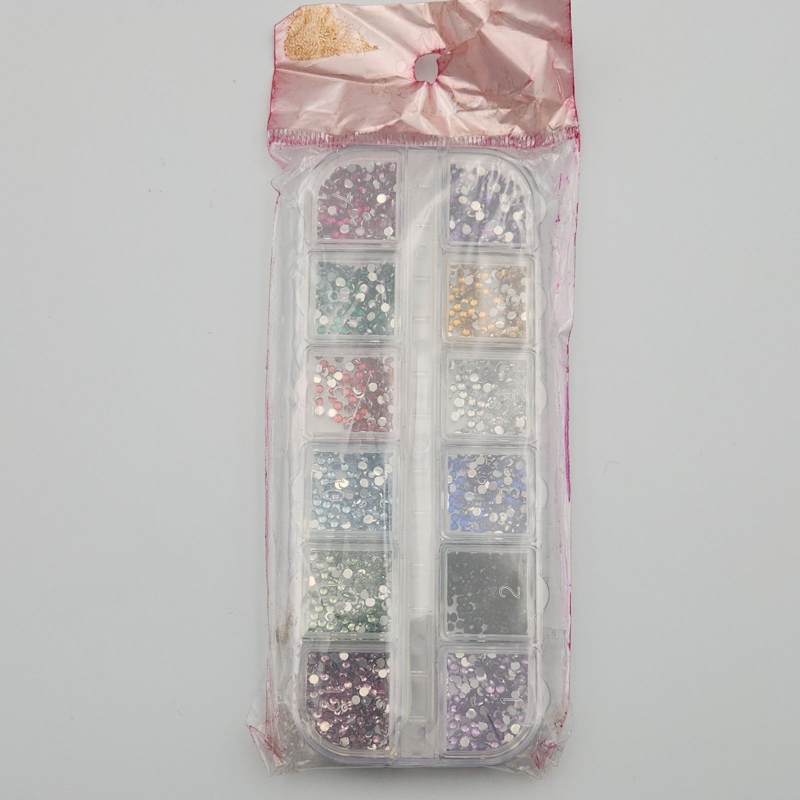 Multicolor Round Rhinestones Assorted Colors Sparkle Nail Art Decoration Set