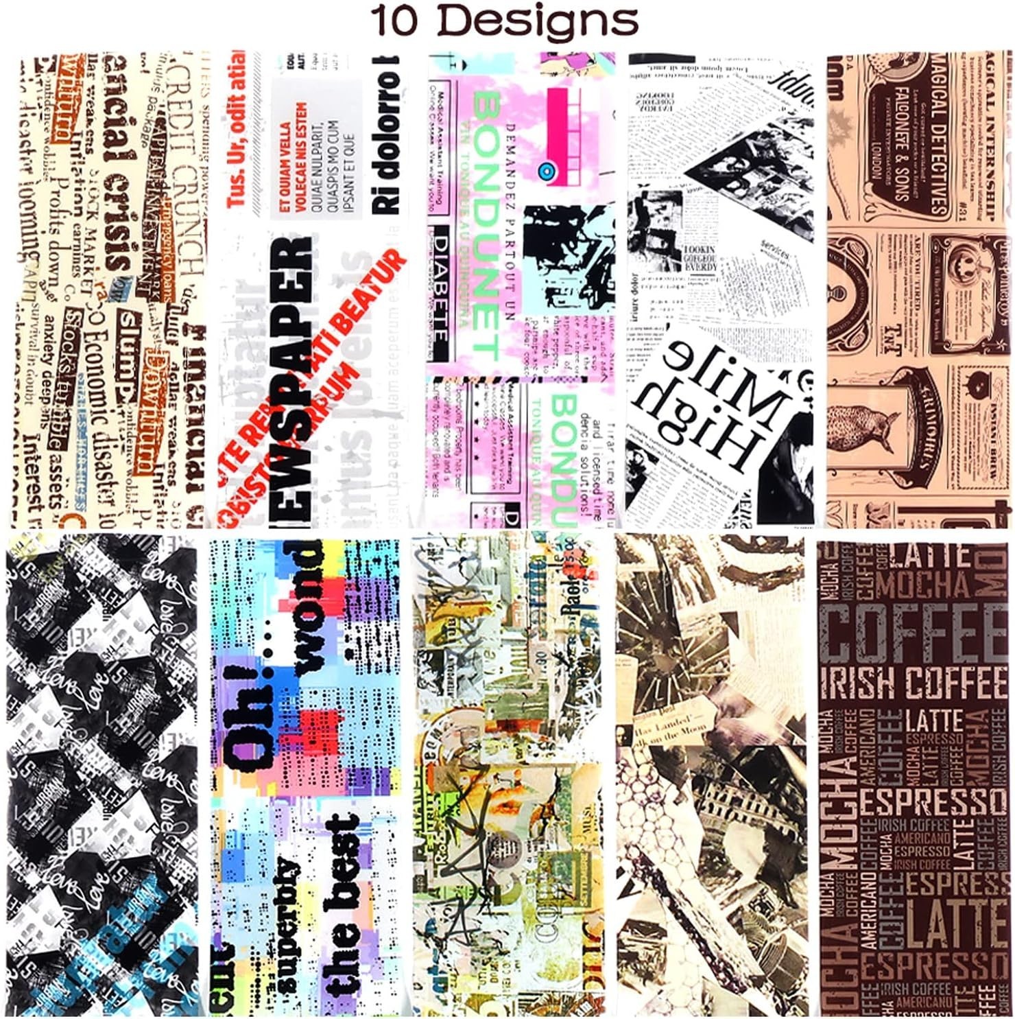 Newspaper Nail Foil Transfer Stickers English Letter Designs Nail Newparpe