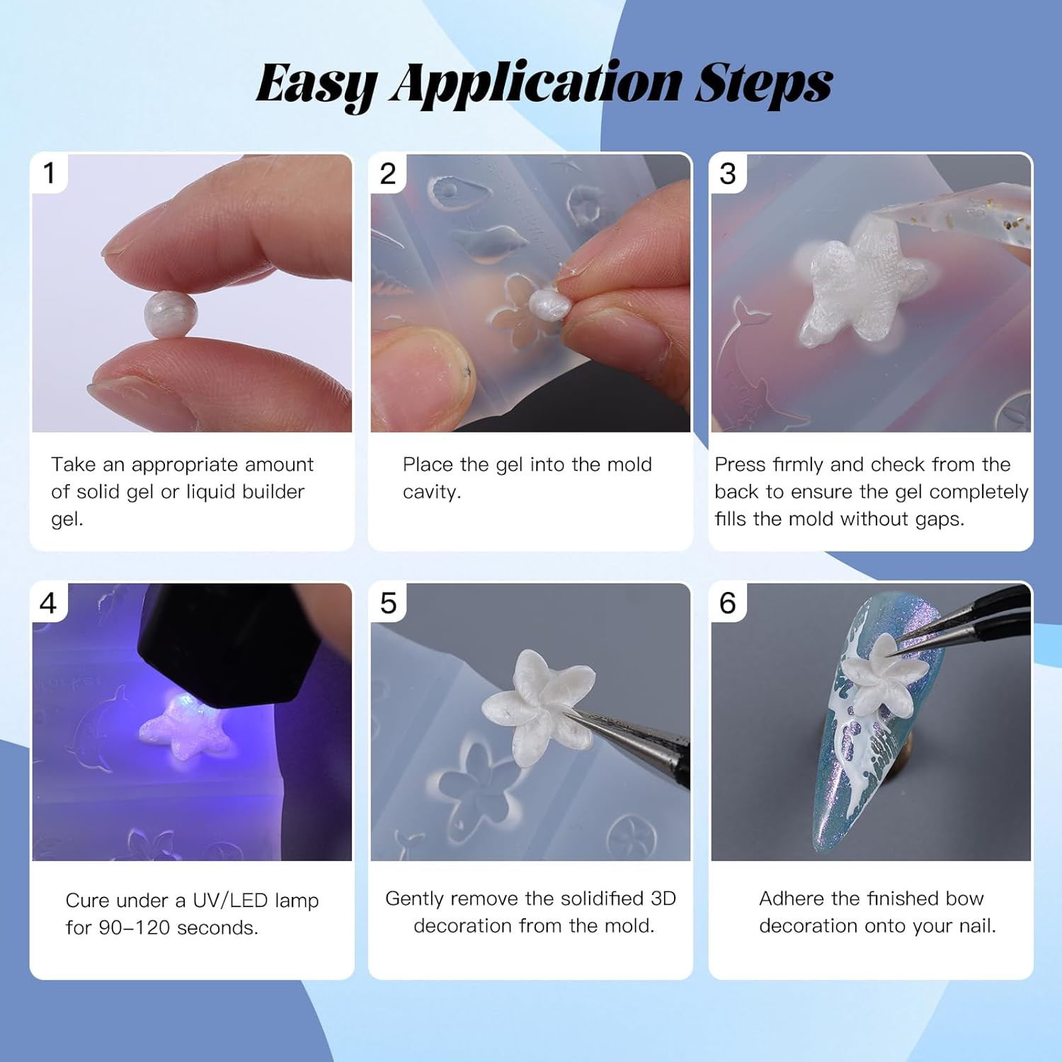 Flower Silicone Nail Art Molds – 3D Floral Charms for Gel & Resin Nails