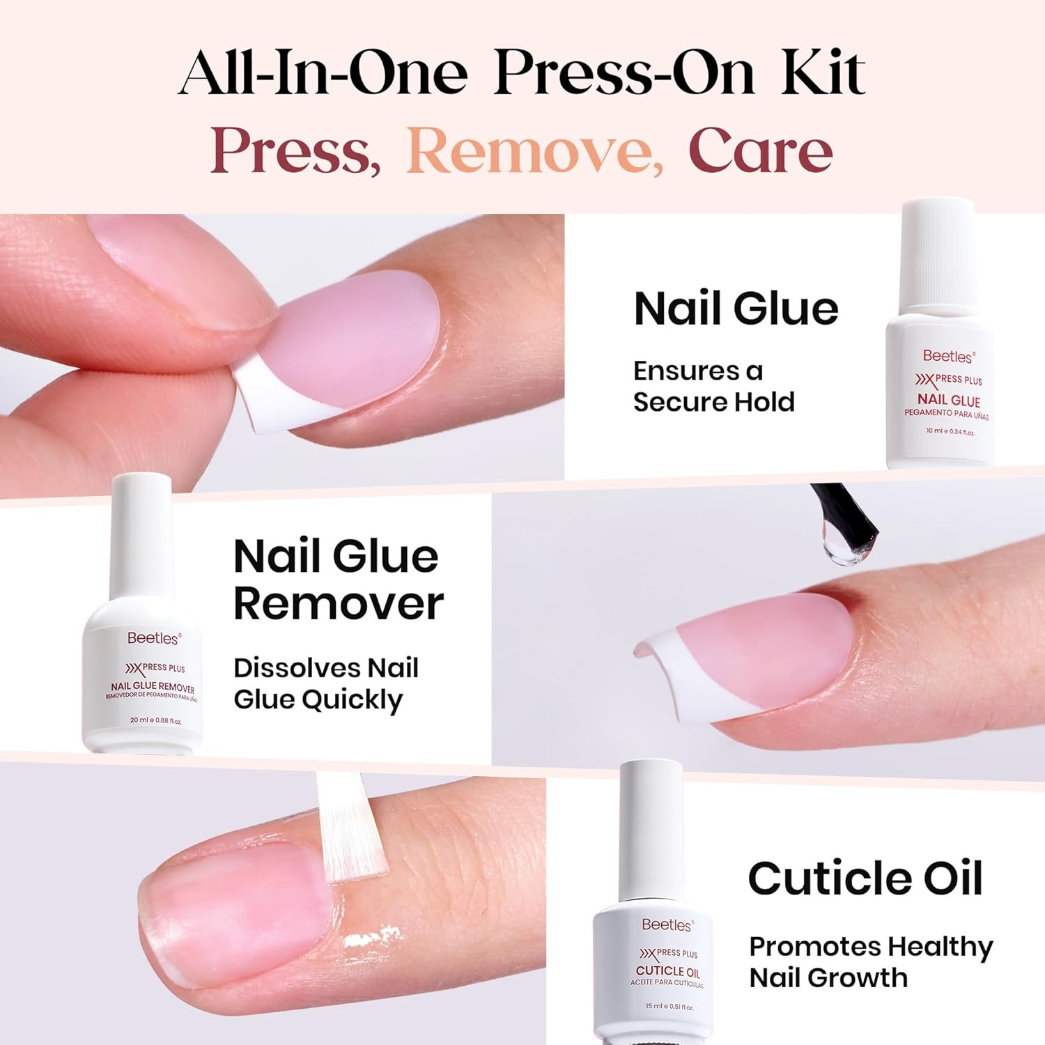 X Press plus Gel Nails Kit – Pearl French | Pink Short Square French Tip Press o