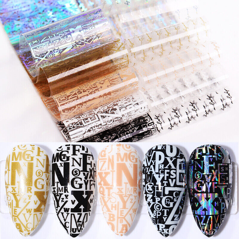 10 Pcs Flower Love Letters Nail Art Transfer Foil Sticker Transfer Manicure DIY