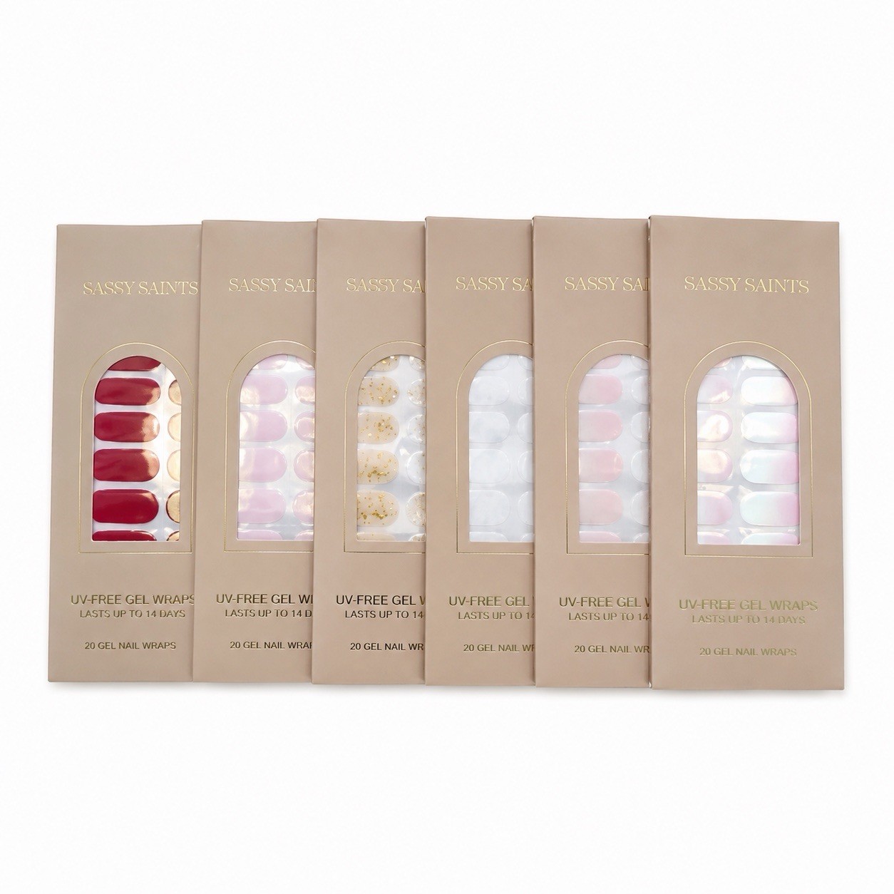 Lot of 12 Sassy Saints UV Free Gel Nail Wraps Semi Cured Glossy Press On New