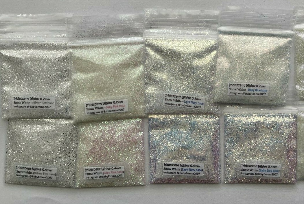 Iridescent White Glitter Hex Snow White: SILVER/PINK/NAVY/BLUE sheen Nail-US-tsp