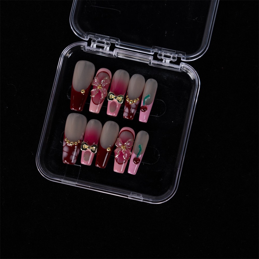 10pcs Luxury Handcrafted Ombre Press On Nails Long Coffin Shape for Party Daily