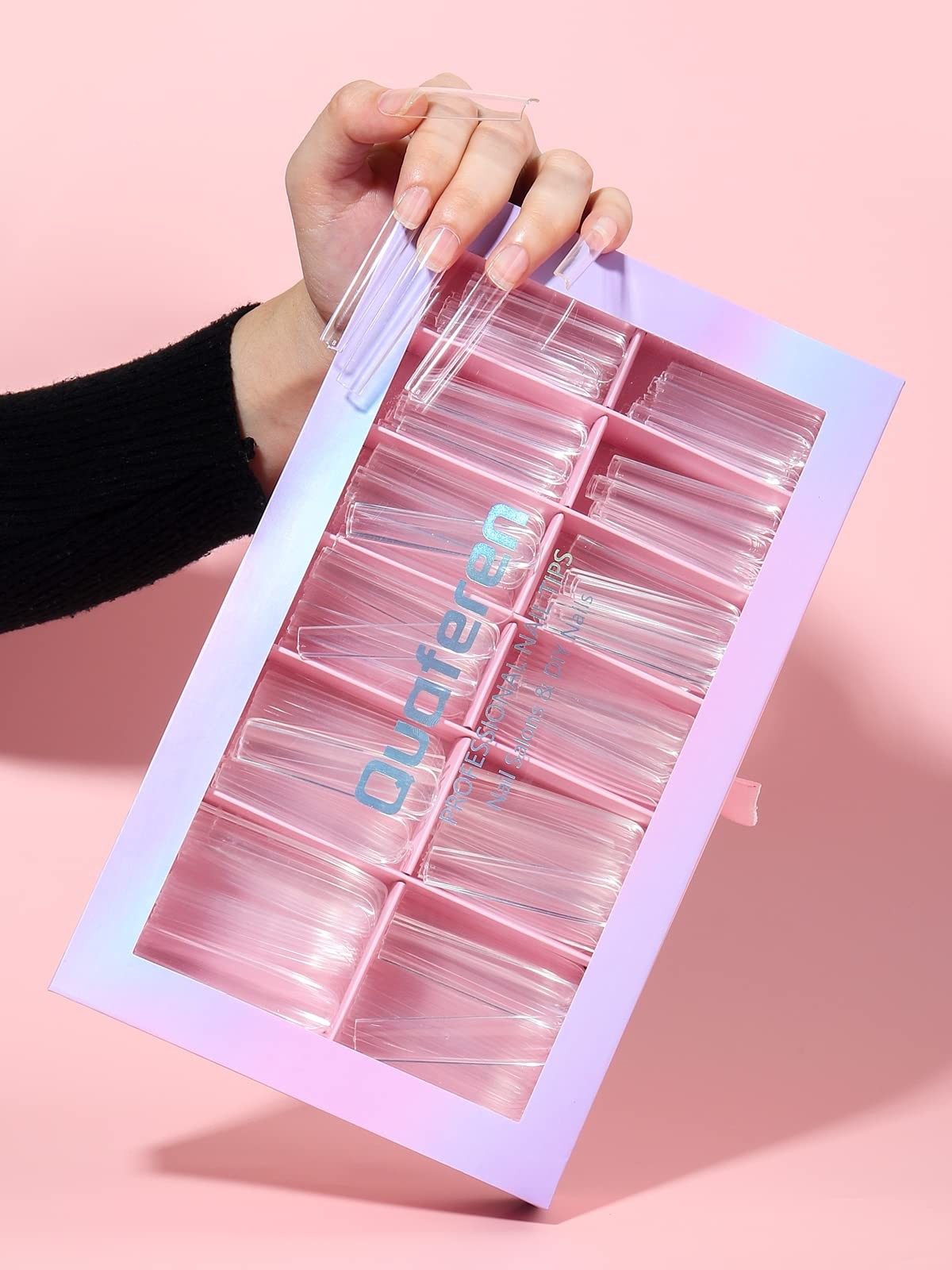 504Pcs Clear Square Nail Tips for Acrylic Nails, 3XL No Curve Full Cover