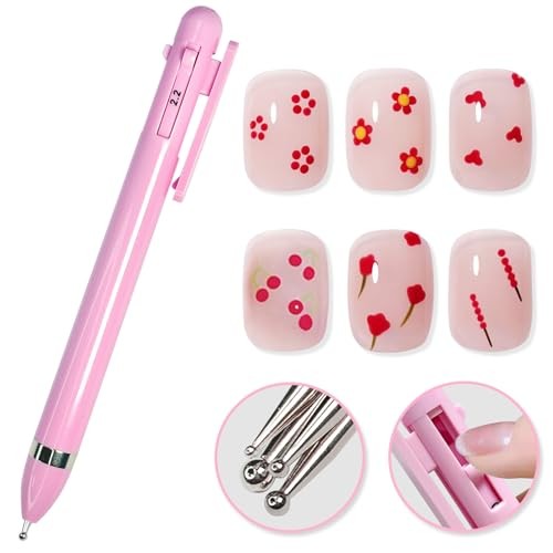 HJ Nail Dotting Pen Ballpoint Design Nail Art Kit with Tip Dot HJ-NAT248-Pink