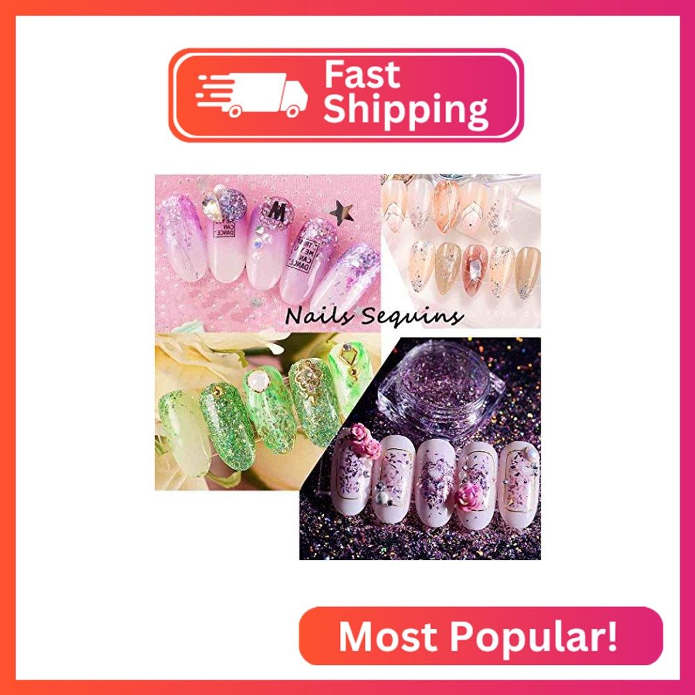 Sethexy 12 Colors Holographic Nail Glitter Salon Manicure Superfine Nails Sequin
