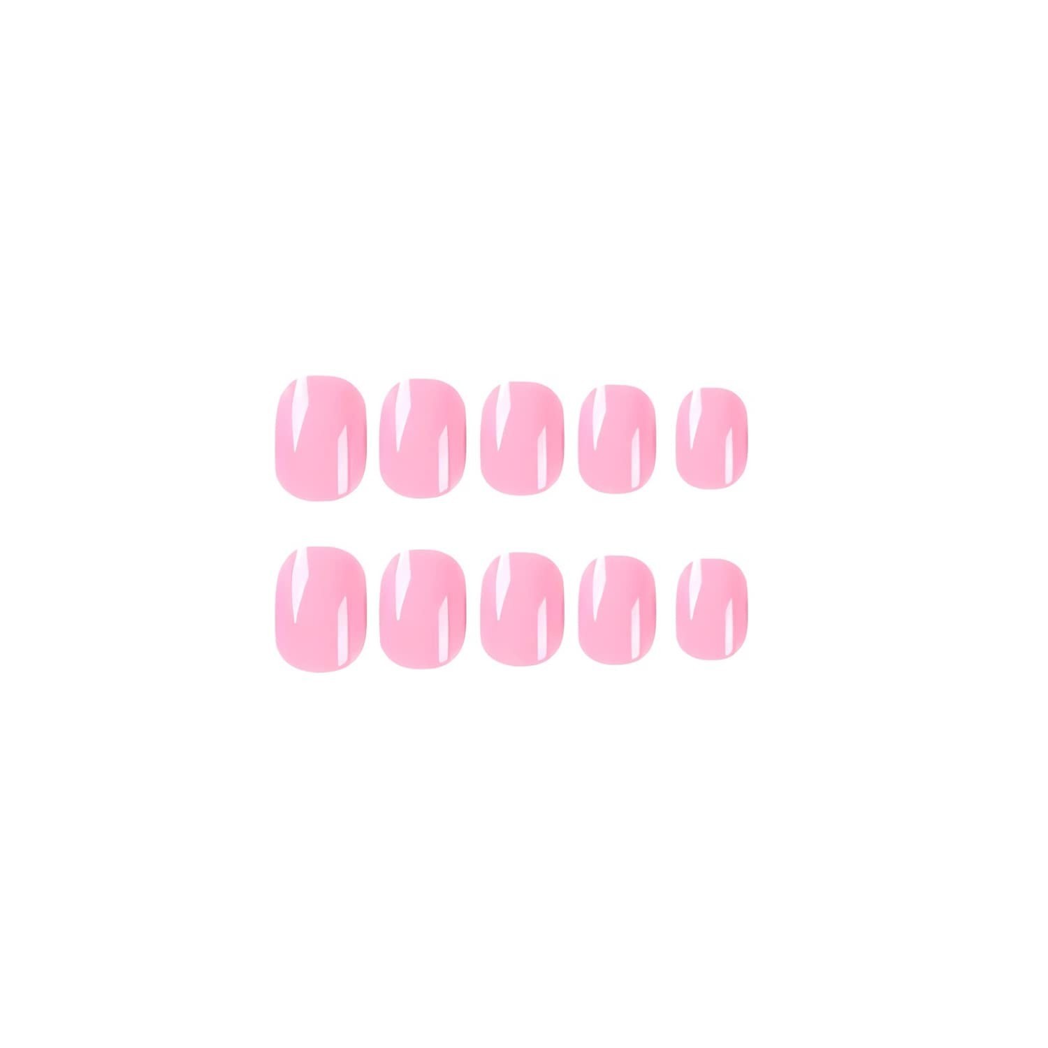 Square Press on Nails Short Fake Nails Rose Pink False Nails Acrylic Artifici…