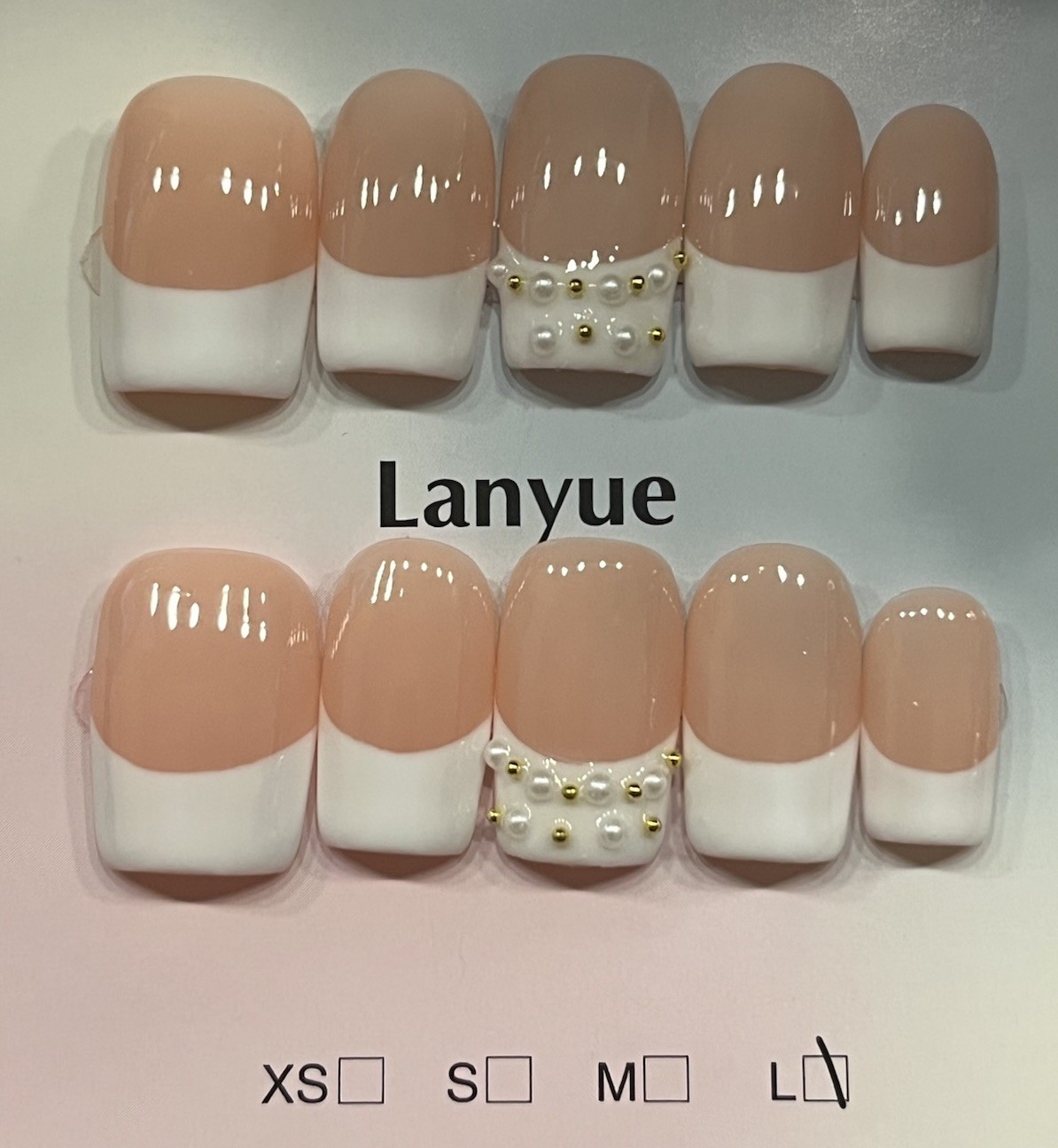 French Tip Acrylic Press-On Nails, Square, Size Large. ✨SEE DESCRIPTION✨