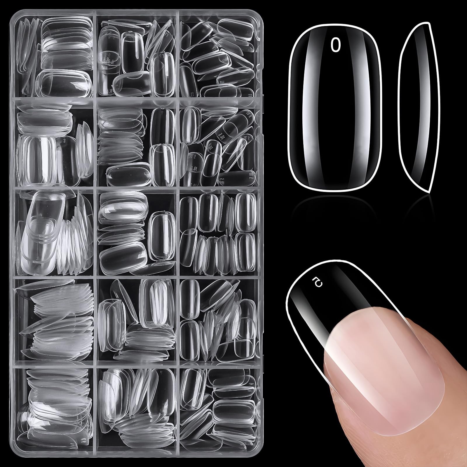300pc Gel Nail Tips Medium Fake Nails for Oval Press on Nails Clear Acrylic N…