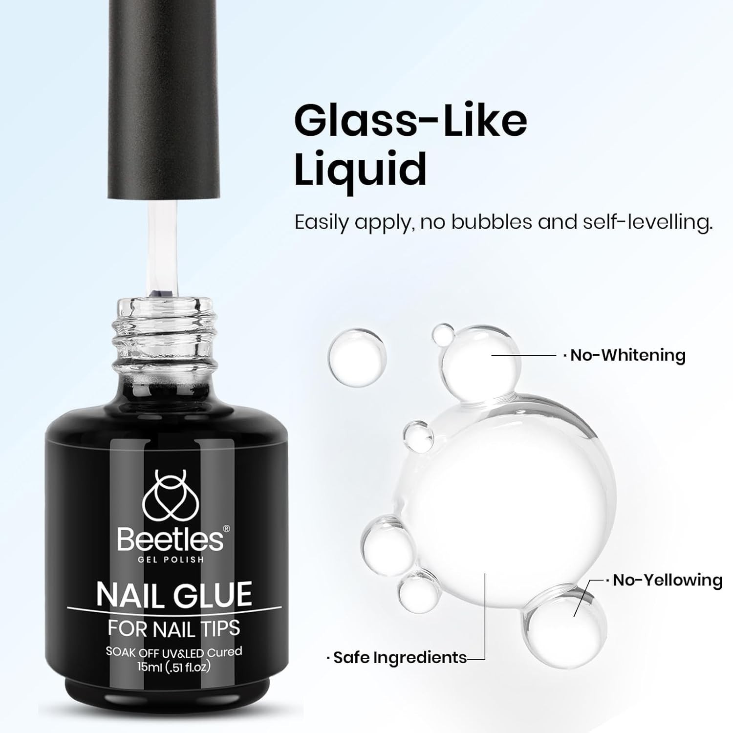 Self-Leveling 15ml Gel Nail Glue by Beetles – Ultimate Adhesive for All Nails
