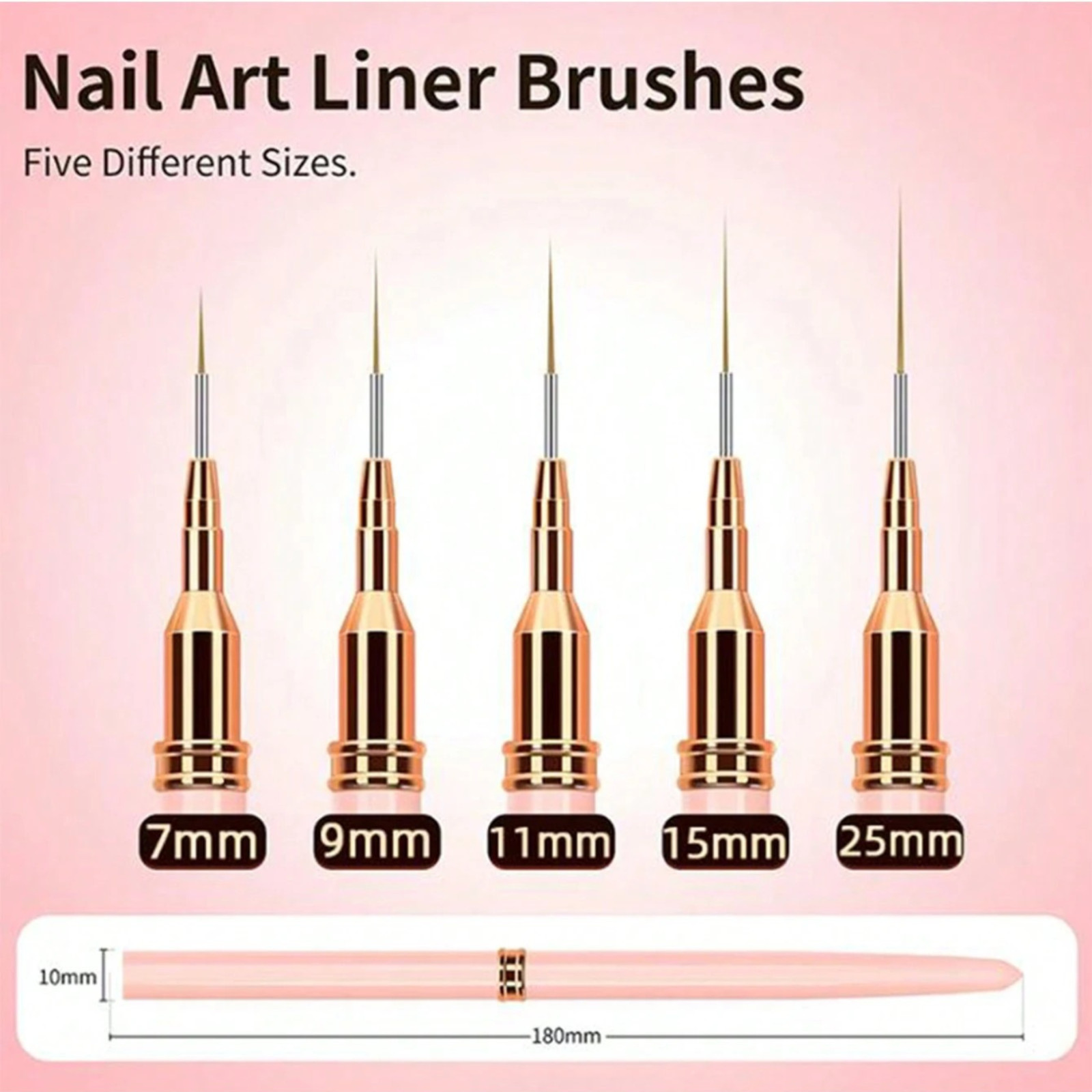 5pcs Nail Art Painting Brush Set French Nail Lining Brush with UV Gel for Women