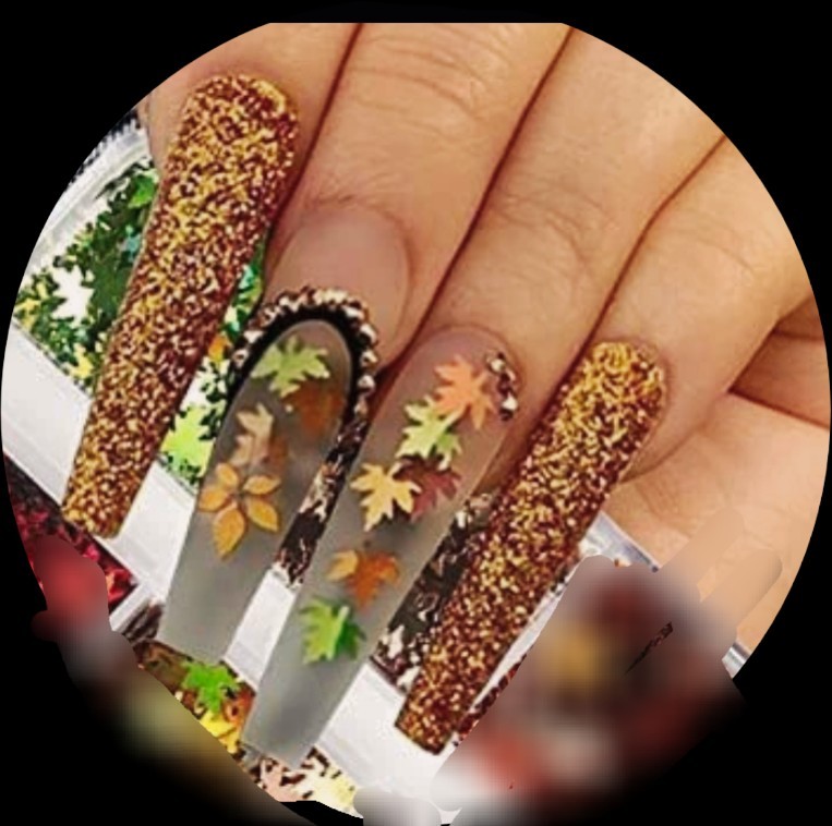 Maple Leaf Nail Art Glitter HALO Flakes Leaves Autumn 1tsp, Green Color