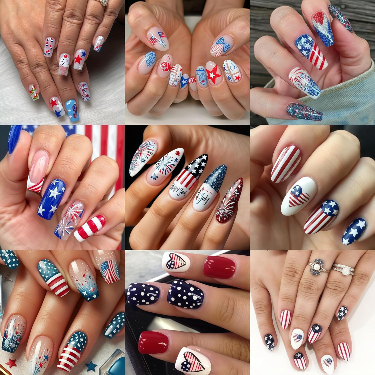 6 Sheets Independence Day Nail Stickers for Nail Art,4Th of July Nail Stickers P