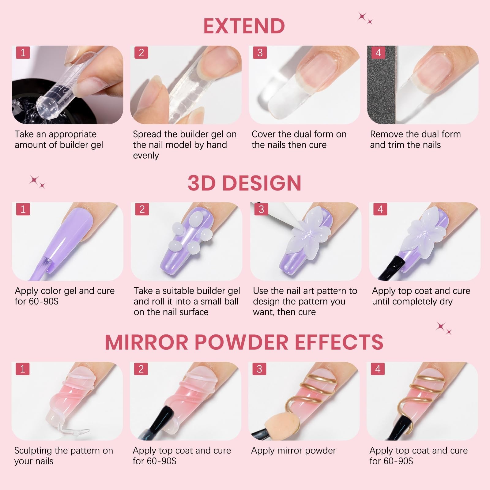 3D Nail Art Sculpting Gel Set – 4 Colors, Non-Stick Builder Gels for Home & Salo