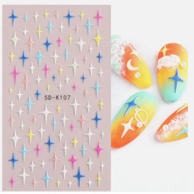5D Acrylic Nail Stickers Engraved White Flower Sliders Embossed Manicure NS17