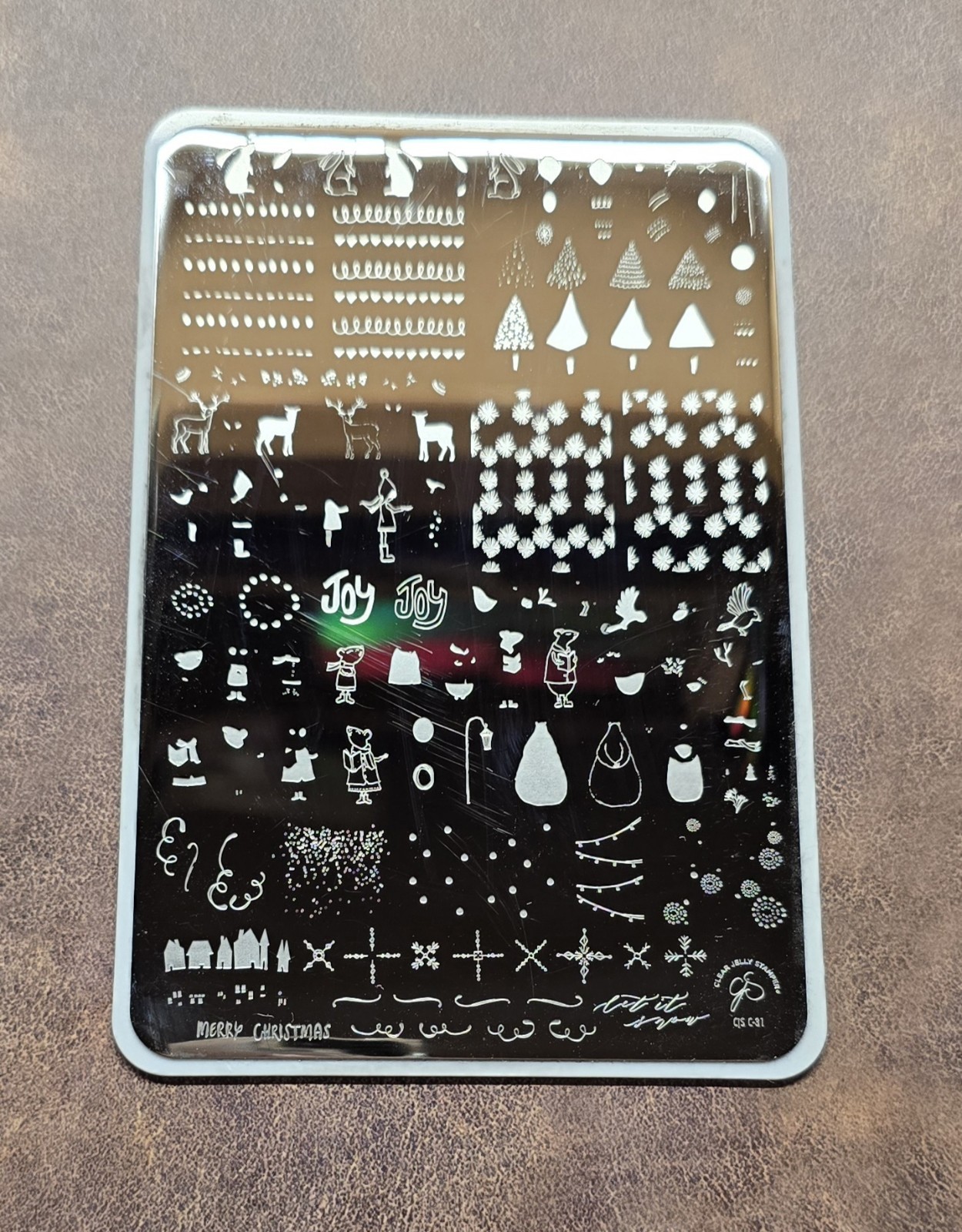 Clear Jelly Stamper Layered Nail Plate CJS C-31 CJSC-31 Christmas Happy Holiday