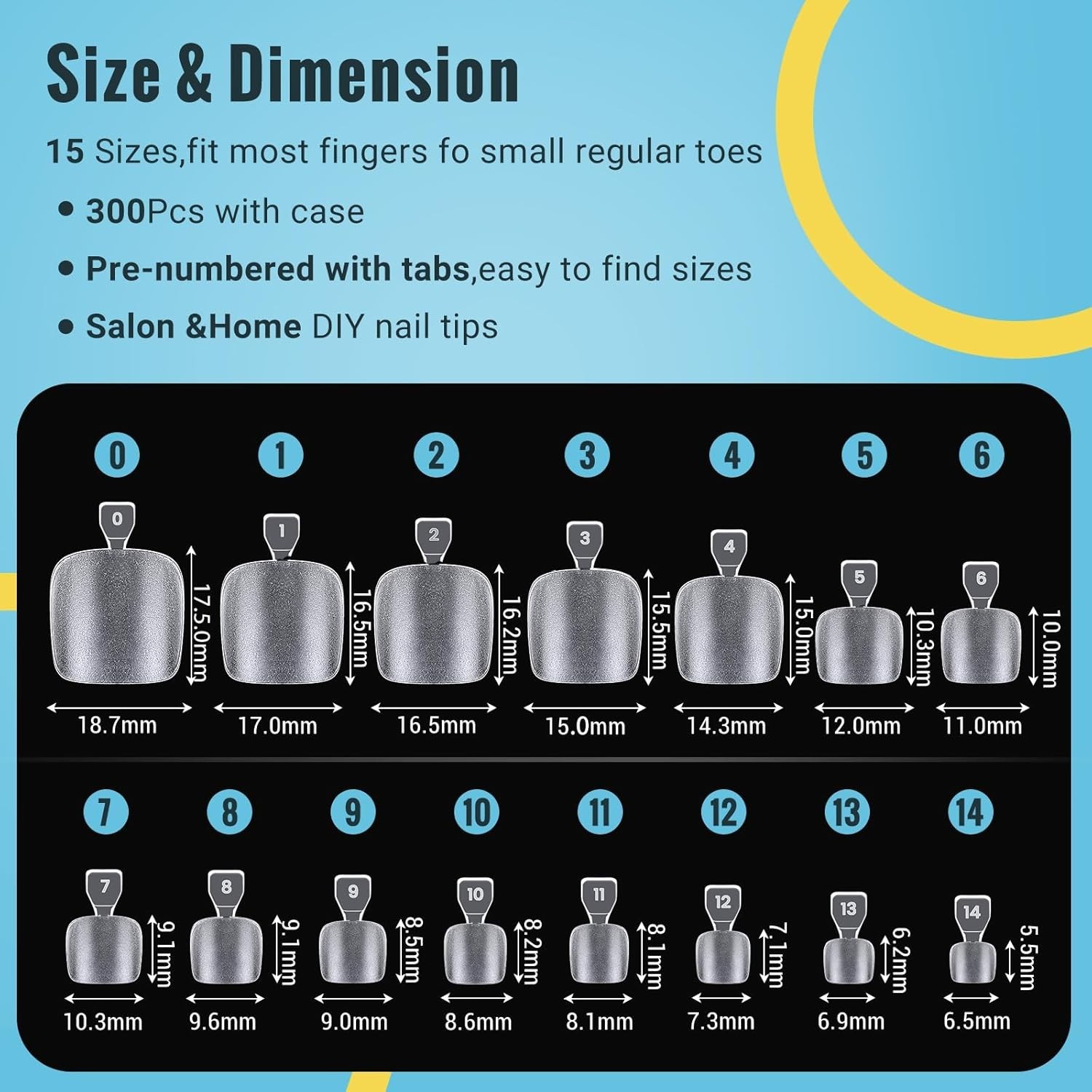 Wide Long Large Gel Toe Nail Tips, SINOKAME Big Fake Toenails Full Cover Nail Gl