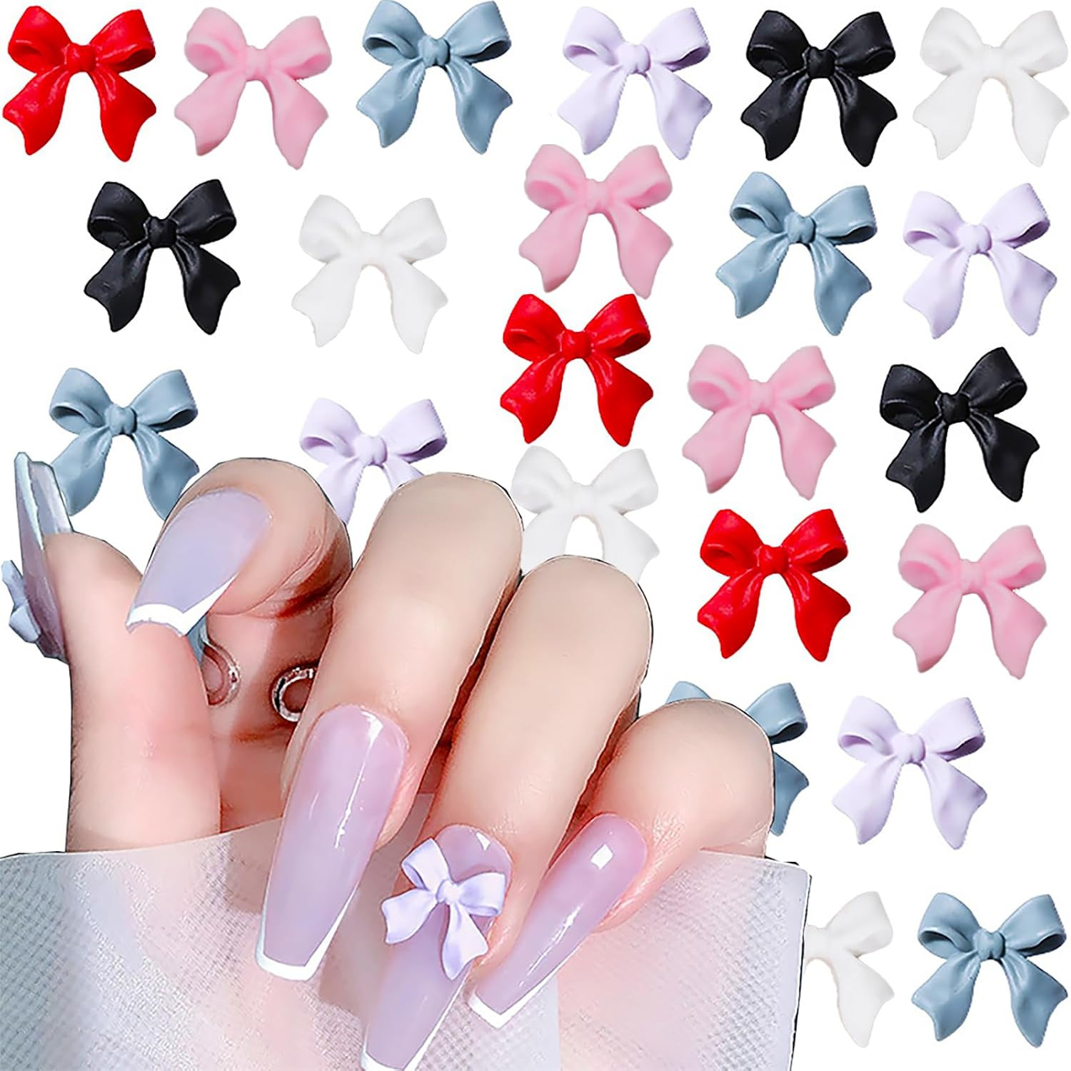 3D Bow Nail Art Charms Resin Kawaii Nail Decorations DIY Manicure Acrylic Nails