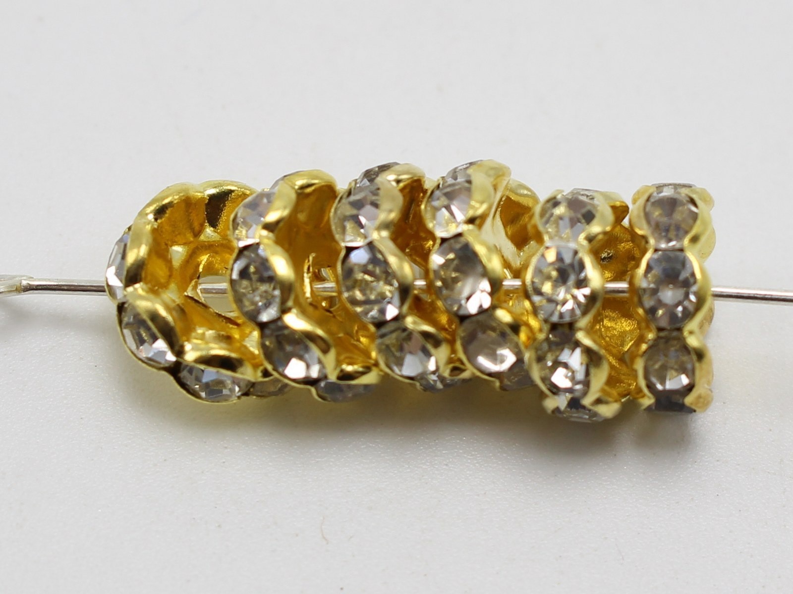 100 Gold Flower Crystal Rhinestone Rondelle Spacers Beads 6mm 8mm 10mm