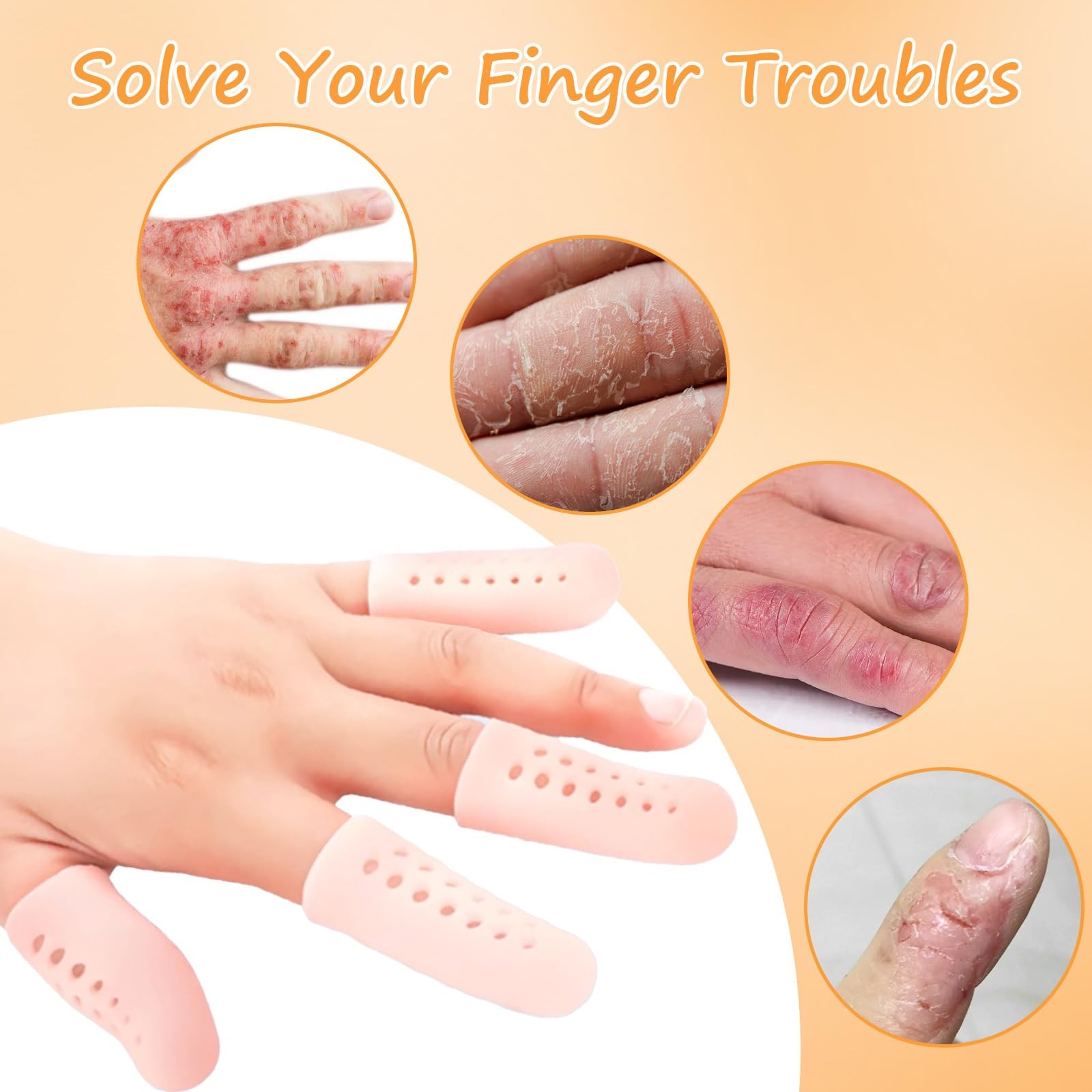 16Pcs Gel Finger Cots with Air Holes,Breathable Protectors for Tips