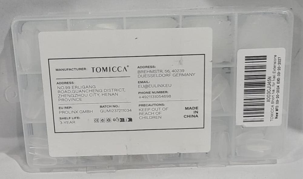 TOMICCA Short Coffin Nail Tips 450Pcs Soft Pre Shaped Gel Nail Tips
