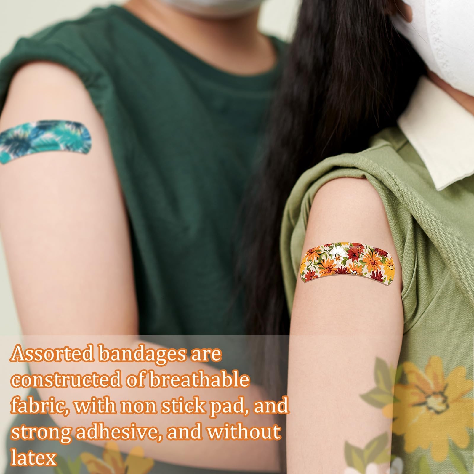 180 Pcs Flexible Fabric Adhesive Bandages Bulk Assorted Bandages Floral Breat…