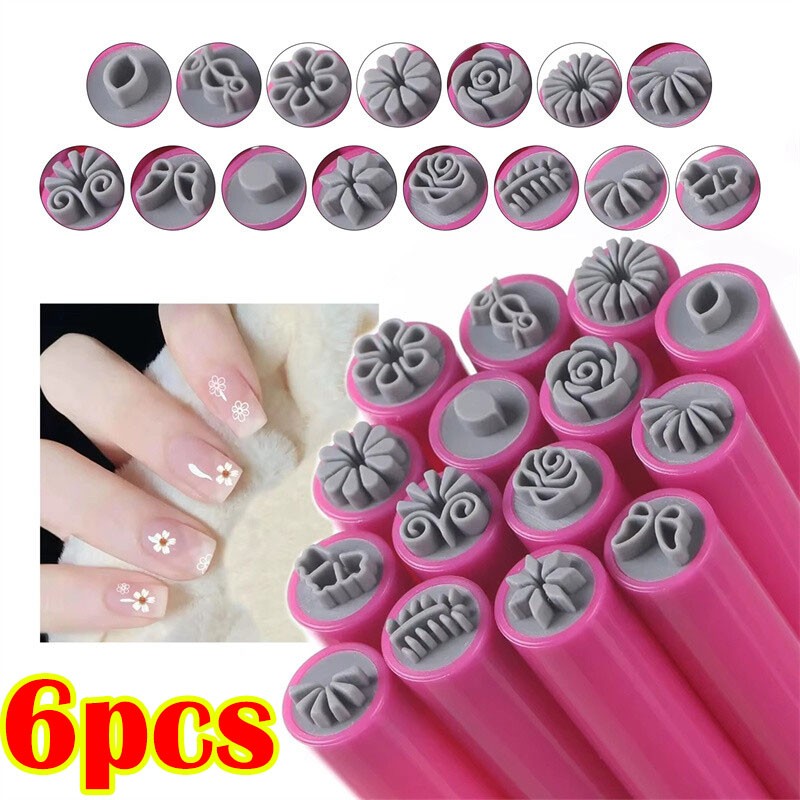 6PCS DIY Nail Nail Art Stamp Pen Set Art Dotting Tools Set for Girls Women